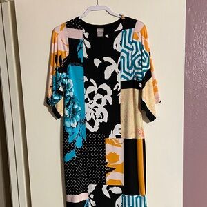 Chico's Vibrant Long Sleeve Patchwork Dress